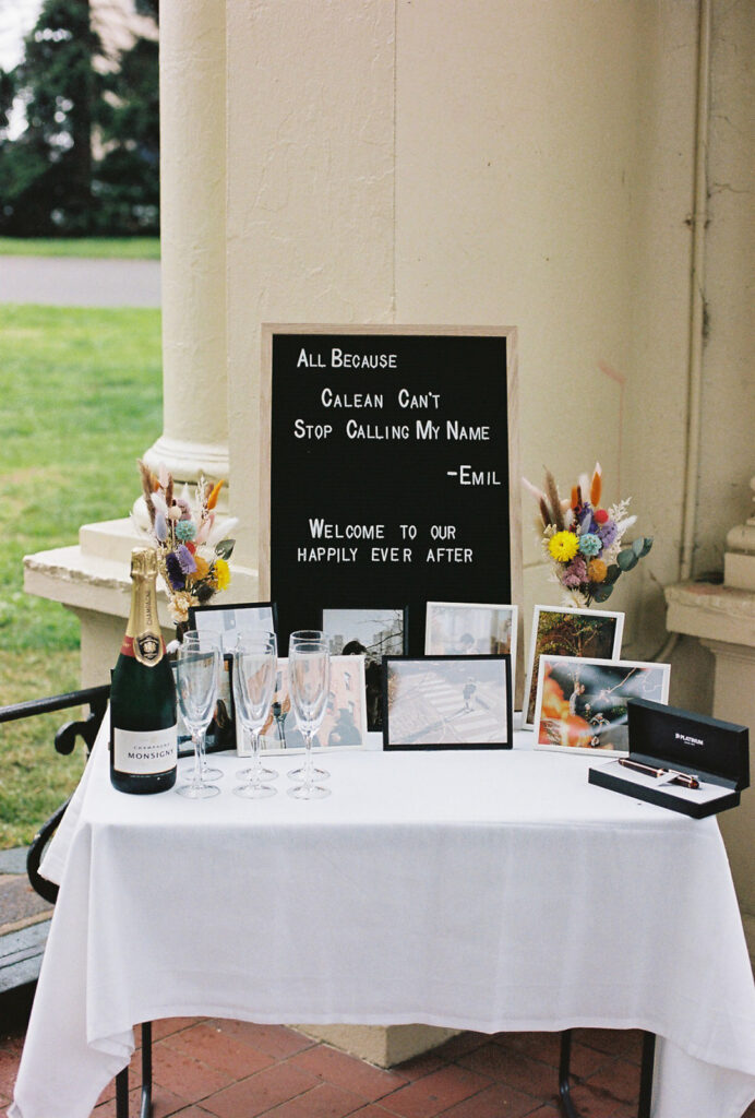 Fitzroy Gardens Intimate Wedding, Karaoke Reception, old band stand, 35mm film, ceremony setup