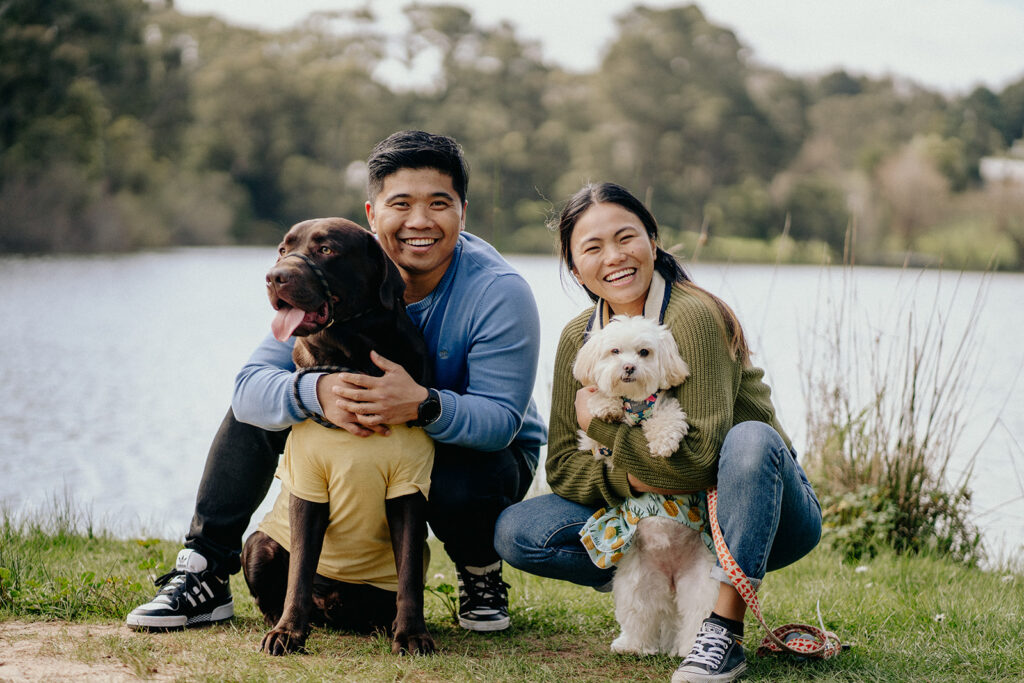 Engagement photos with dogs at Daylesford Lake - 6