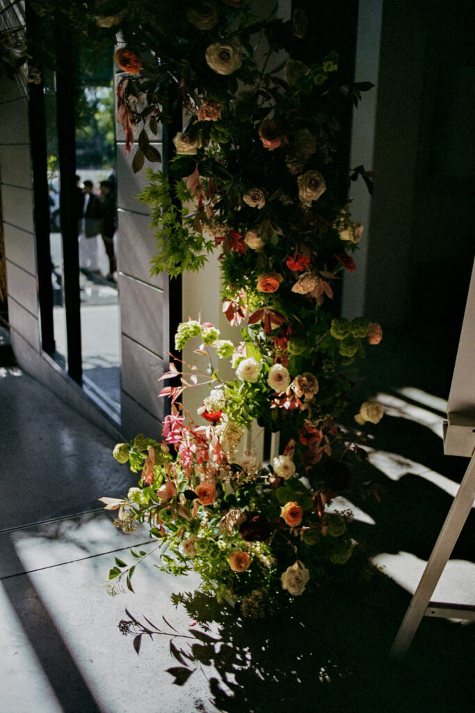 Floral arch at two ton max wedding on 35mm film