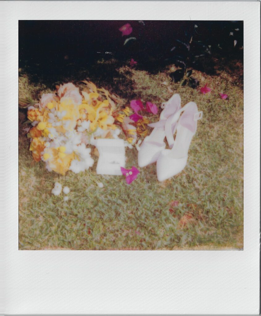 Polaroid of wedding details