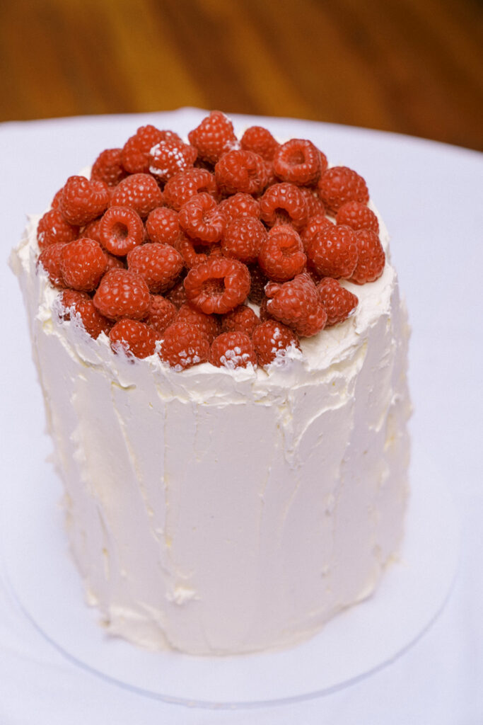 raspberry topped cake