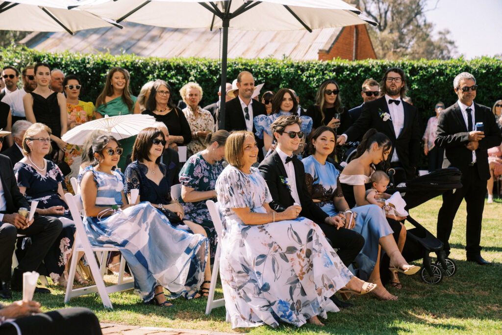 brides side of the wedding guests during their ceremony